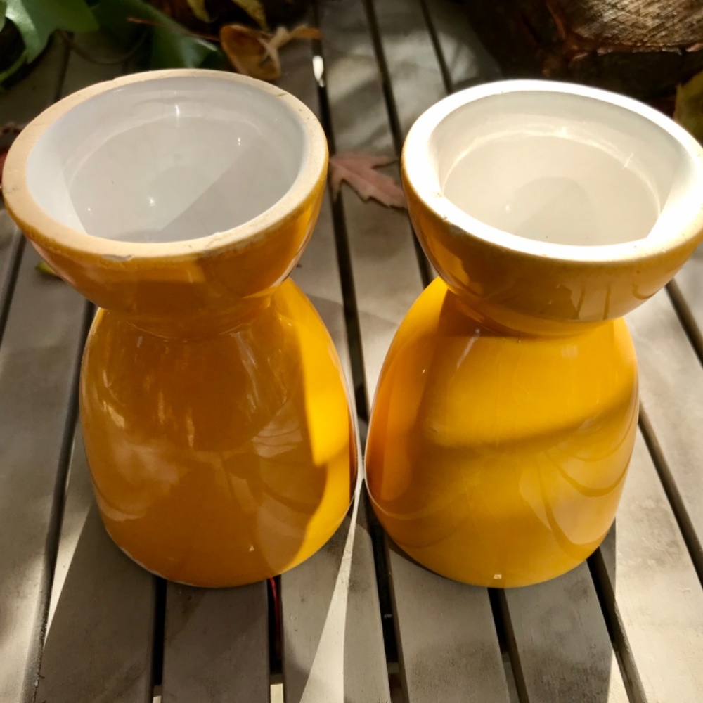 Vintage - Yellow ceramic « wine » glasses - Picture 7 of 7